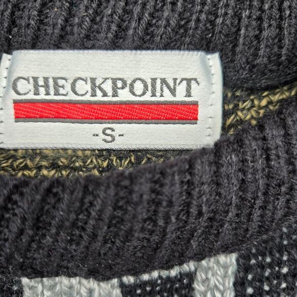Checkpoint Vintage 90s Mens Geometric Cosby Eclectic Grandpa Sweater S Grunge - Picture 8 of 10